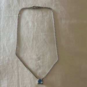 Judith Ripka Silver Necklace with Blue Gem